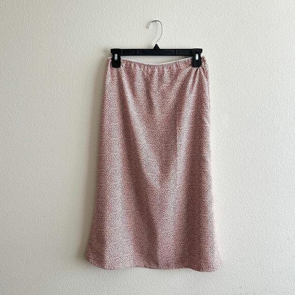 handmade coral pink all over print midi skirt - Picture 6 of 8